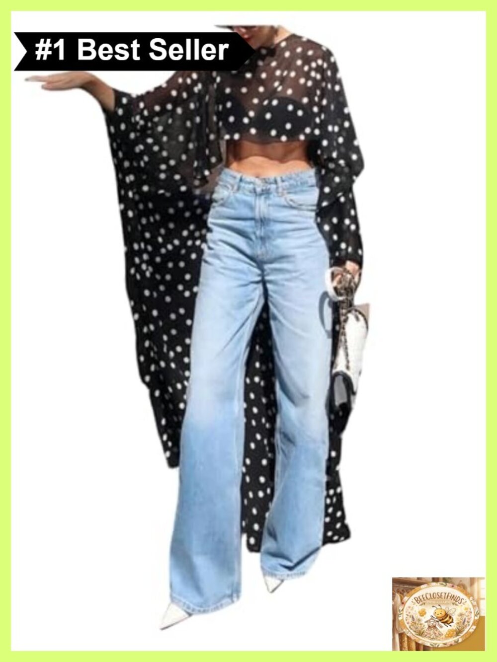 Polka Dot Mesh Sheer Poncho Top High Low Crew Neck Keyhole Back